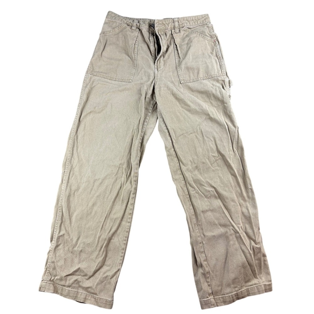 DIVIDED H&M Carpenter Pants Women 10‎ Tan Khaki Wide Leg Workwear 100% Cotton
